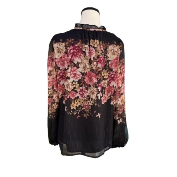 Autres Filles Black Floral Sheer Blouse | Size L | Romantic Boho Top NWT - Picture 8 of 8